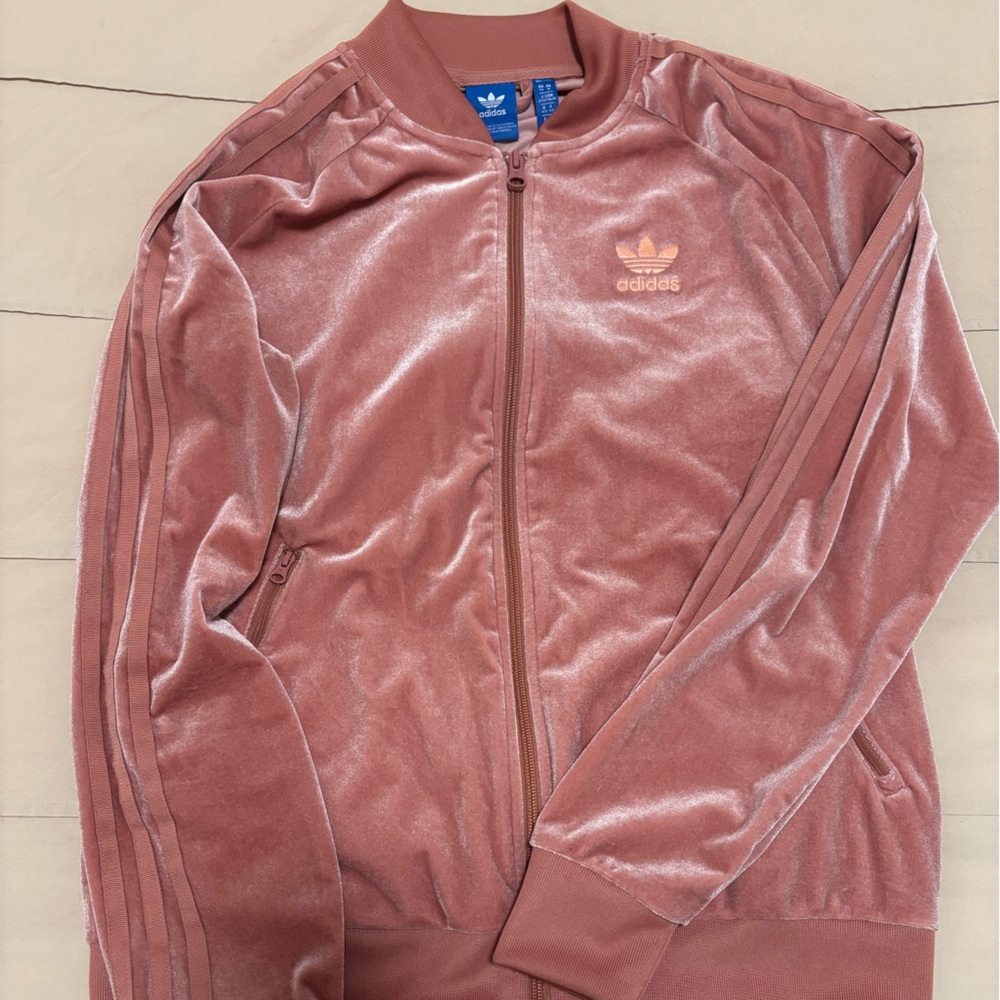 adidas Women’s Velour Track Jacket - Dusty Rose